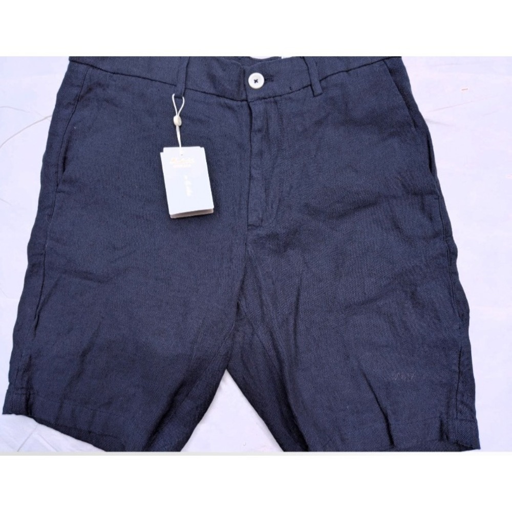 NWT New Porter & Ash Navy Blue Linen Blend Coastal Classic Shorts Mens 29 Waist